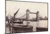 View of Tower Bridge under Construction with River Traffic in the Foreground, London, C1893-null-Mounted Premium Photographic Print