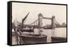 View of Tower Bridge under Construction with River Traffic in the Foreground, London, C1893-null-Framed Stretched Canvas