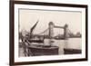 View of Tower Bridge under Construction with River Traffic in the Foreground, London, C1893-null-Framed Photographic Print