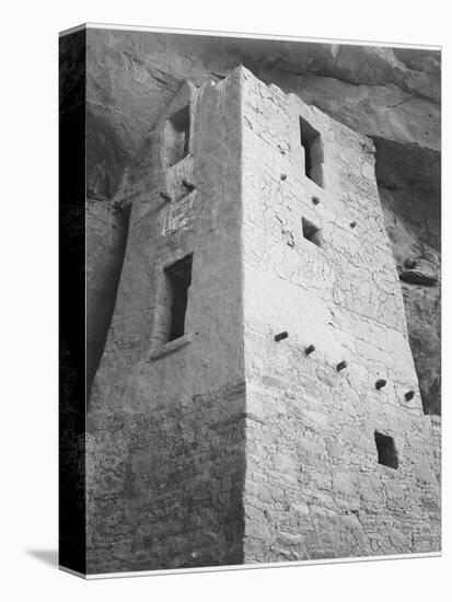 View Of Tower Taken From Above "Cliff Palace Mesa Verde National Park" Colorado 1933-1941-Ansel Adams-Stretched Canvas