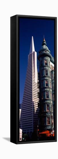 View of Towers, Columbus Tower, Transamerica Pyramid, San Francisco, California, USA-null-Framed Stretched Canvas