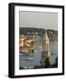 View of town and Adriatic Sea, Hvar Town, Hvar Island, Dalmatia, Croatia-Merrill Images-Framed Photographic Print