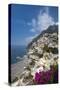 View of town and beach, Positano, Amalfi Coast (Costiera Amalfitana), UNESCO World Heritage Site, C-John Miller-Stretched Canvas