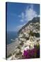 View of town and beach, Positano, Amalfi Coast (Costiera Amalfitana), UNESCO World Heritage Site, C-John Miller-Stretched Canvas