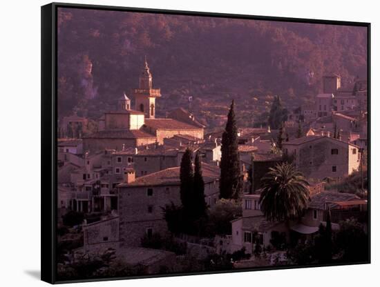 View of Town and Cartuja de Valledemossa, Mallorca, Balearics, Spain-Walter Bibikow-Framed Stretched Canvas