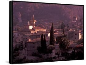 View of Town and Cartuja de Valledemossa, Mallorca, Balearics, Spain-Walter Bibikow-Framed Stretched Canvas