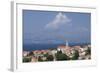 View of Town with Mainland in Background, Postira, Brac Island, Dalmatian Coast, Croatia, Europe-John Miller-Framed Photographic Print