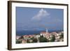 View of Town with Mainland in Background, Postira, Brac Island, Dalmatian Coast, Croatia, Europe-John Miller-Framed Photographic Print