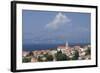 View of Town with Mainland in Background, Postira, Brac Island, Dalmatian Coast, Croatia, Europe-John Miller-Framed Photographic Print