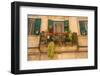 View of traditional balcony with flowers Piazza Duomo in Sassari, Sassari, Sardinia, Mediterranean-Frank Fell-Framed Photographic Print