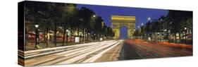 View of Traffic on an Urban Street, Champs Elysees, Arc De Triomphe, Paris, France-null-Stretched Canvas