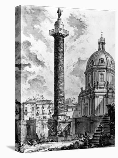 View of Trajan's Column and the Church of Ss Nome Di Maria, from the 'Views of Rome' Series, C.1760-Giovanni Battista Piranesi-Stretched Canvas
