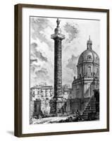 View of Trajan's Column and the Church of Ss Nome Di Maria, from the 'Views of Rome' Series, C.1760-Giovanni Battista Piranesi-Framed Giclee Print