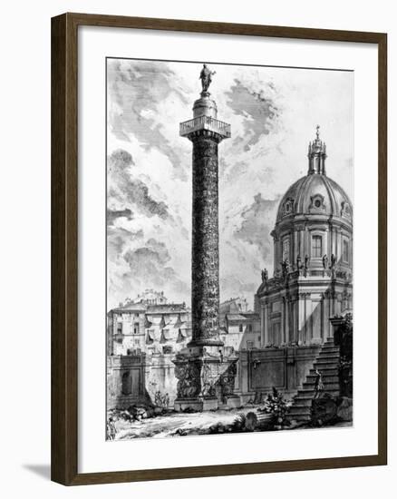 View of Trajan's Column and the Church of Ss Nome Di Maria, from the 'Views of Rome' Series, C.1760-Giovanni Battista Piranesi-Framed Giclee Print