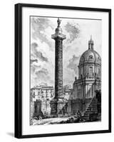 View of Trajan's Column and the Church of Ss Nome Di Maria, from the 'Views of Rome' Series, C.1760-Giovanni Battista Piranesi-Framed Giclee Print