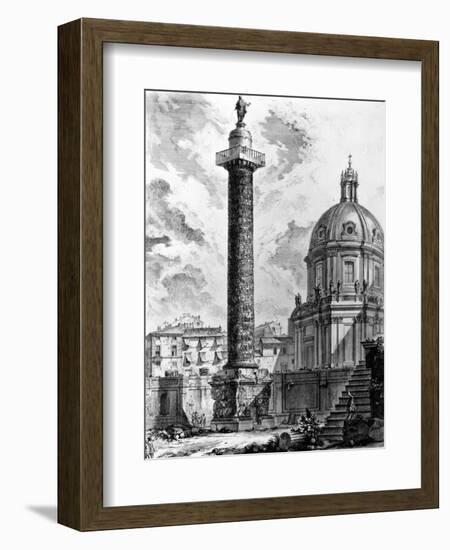 View of Trajan's Column and the Church of Ss Nome Di Maria, from the 'Views of Rome' Series, C.1760-Giovanni Battista Piranesi-Framed Giclee Print