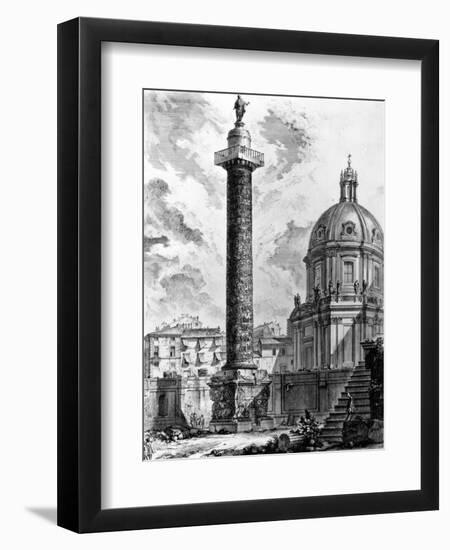 View of Trajan's Column and the Church of Ss Nome Di Maria, from the 'Views of Rome' Series, C.1760-Giovanni Battista Piranesi-Framed Giclee Print