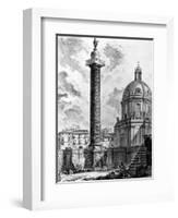 View of Trajan's Column and the Church of Ss Nome Di Maria, from the 'Views of Rome' Series, C.1760-Giovanni Battista Piranesi-Framed Giclee Print