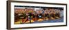 View of Trajinera Boats Moored at a Dock, Xochimilco, Mexico City, Mexico-null-Framed Photographic Print