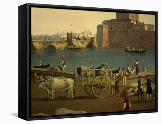 View of Trani Port-Jacob Philipp Hackert-Framed Stretched Canvas