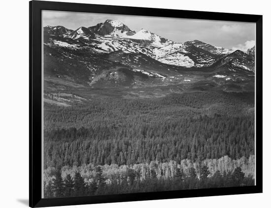 View Of Trees And Snow-Capped Mts "Long's Peak From Road Rocky Mountain NP" Colorado 1933-1942-Ansel Adams-Framed Art Print