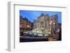 View of Trevi Fountain Illuminated by Street Lamps and the Lights of Dusk, Rome, Lazio-Roberto Moiola-Framed Photographic Print