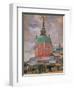 View of Trinity Lavra of St. Sergius, 1912 (Oil on Canvas)-Boris Mikhailovich Kustodiev-Framed Giclee Print