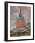 View of Trinity Lavra of St. Sergius, 1912 (Oil on Canvas)-Boris Mikhailovich Kustodiev-Framed Giclee Print