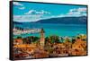 View of Trogir, UNESCO World Heritage Site, Croatia, Europe-Laura Grier-Framed Stretched Canvas