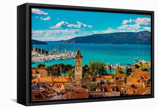 View of Trogir, UNESCO World Heritage Site, Croatia, Europe-Laura Grier-Framed Stretched Canvas