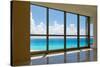 View of Tropical Beach Through Hotel Windows-nfsphoto-Stretched Canvas