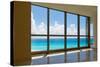 View of Tropical Beach Through Hotel Windows-nfsphoto-Stretched Canvas