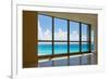 View of Tropical Beach Through Hotel Windows-nfsphoto-Framed Photographic Print