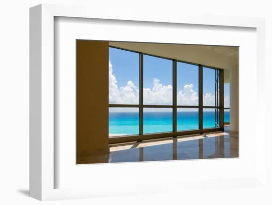 View of Tropical Beach Through Hotel Windows-nfsphoto-Framed Photographic Print
