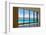 View of Tropical Beach Through Hotel Windows-nfsphoto-Framed Photographic Print