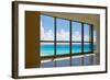 View of Tropical Beach Through Hotel Windows-nfsphoto-Framed Photographic Print