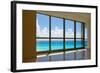 View of Tropical Beach Through Hotel Windows-nfsphoto-Framed Photographic Print