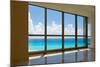 View of Tropical Beach Through Hotel Windows-nfsphoto-Mounted Photographic Print