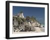 View of Tulum Beach with El Castillo in the Mayan Ruins of Tulum in the Background-Richard Maschmeyer-Framed Photographic Print