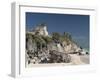 View of Tulum Beach with El Castillo in the Mayan Ruins of Tulum in the Background-Richard Maschmeyer-Framed Photographic Print