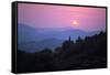 View of Tuscan Hill Top Town with Setting Sun, Tuscany, Italy, Europe-John-Framed Stretched Canvas