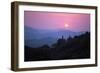 View of Tuscan Hill Top Town with Setting Sun, Tuscany, Italy, Europe-John-Framed Photographic Print