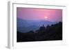 View of Tuscan Hill Top Town with Setting Sun, Tuscany, Italy, Europe-John-Framed Photographic Print