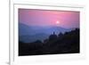 View of Tuscan Hill Top Town with Setting Sun, Tuscany, Italy, Europe-John-Framed Photographic Print