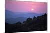 View of Tuscan Hill Top Town with Setting Sun, Tuscany, Italy, Europe-John-Mounted Photographic Print