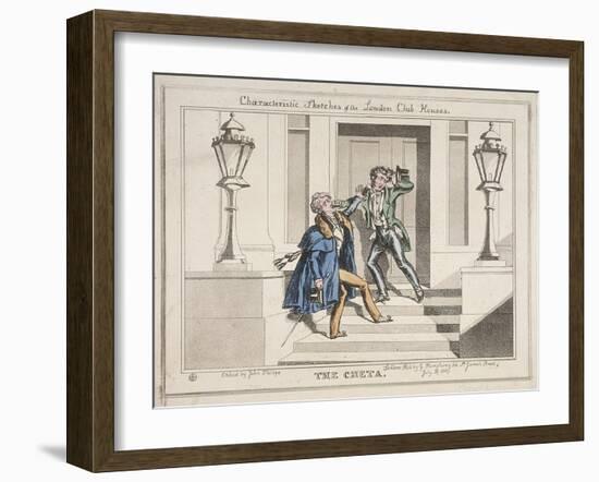 View of Two Drunken Revellers on the Steps of Crockford's Club, London, 1829-John Phillips-Framed Giclee Print