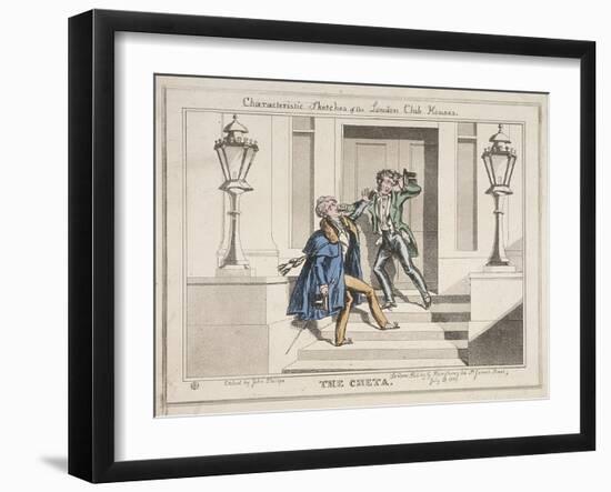 View of Two Drunken Revellers on the Steps of Crockford's Club, London, 1829-John Phillips-Framed Giclee Print