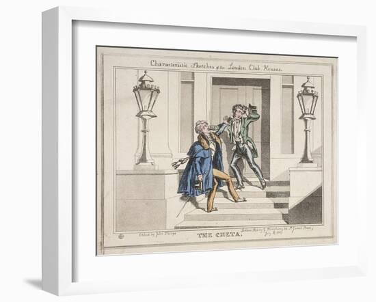 View of Two Drunken Revellers on the Steps of Crockford's Club, London, 1829-John Phillips-Framed Giclee Print