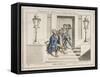 View of Two Drunken Revellers on the Steps of Crockford's Club, London, 1829-John Phillips-Framed Stretched Canvas