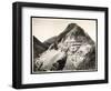 View of Two Railroad Trains on Tracks Along a Mountain, Presumably on or Near the Panama Canal,…-Byron Company-Framed Giclee Print